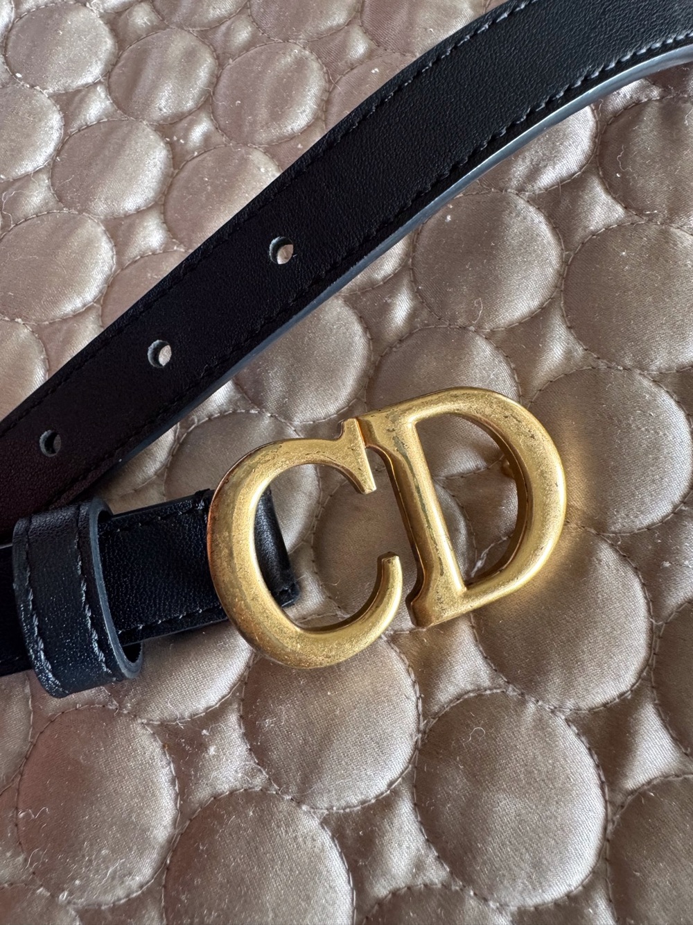Fashion Designer Black Leather Belt with Gold Double-Buckle - Picture 3 of 11